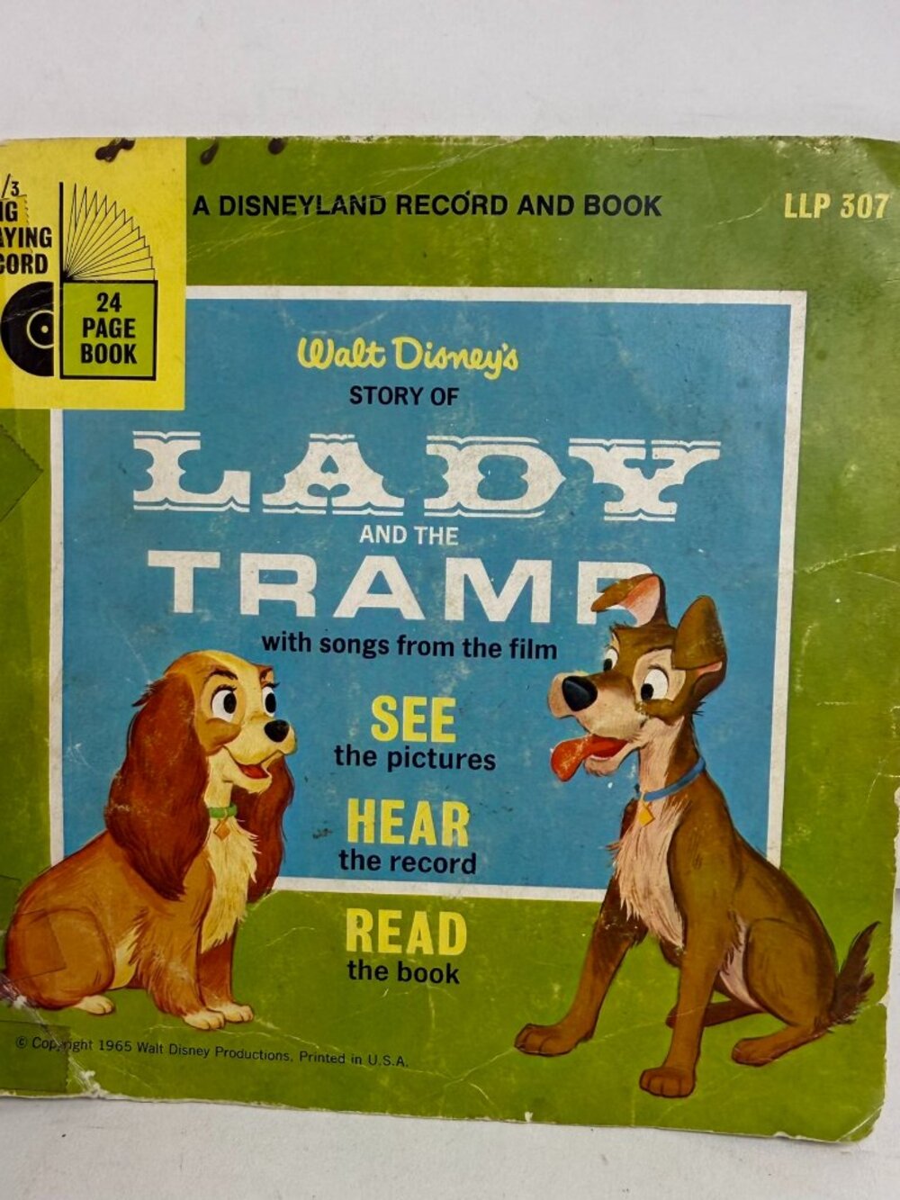 ⚠️Vinyl Poster Cover Only⚠️Vintage 1965 Walt Disney Lady and the Tramp LLP 307